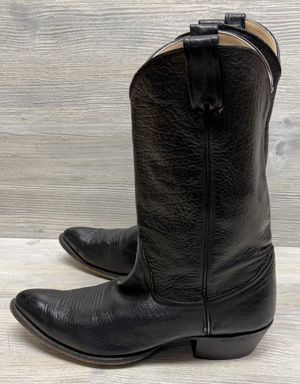 Larry Mahan Mens Cowboy Boots Size 12 Black Leather Western Handcrafted El Paso
